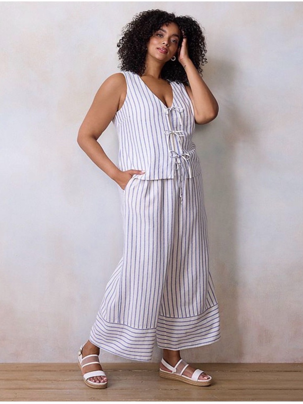 NEW…LC Lauren Conrad Striped Pull On Blend Wide Leg Pants